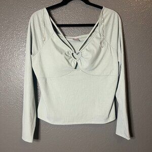 No Boundaries Heart Ring Cutout Long Sleeve Top - XL